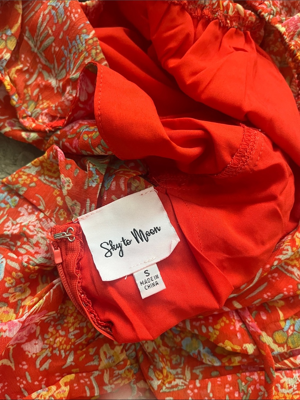 Red Floral Ruched Puff-Sleeve Mini Dress - Picture 3 of 3